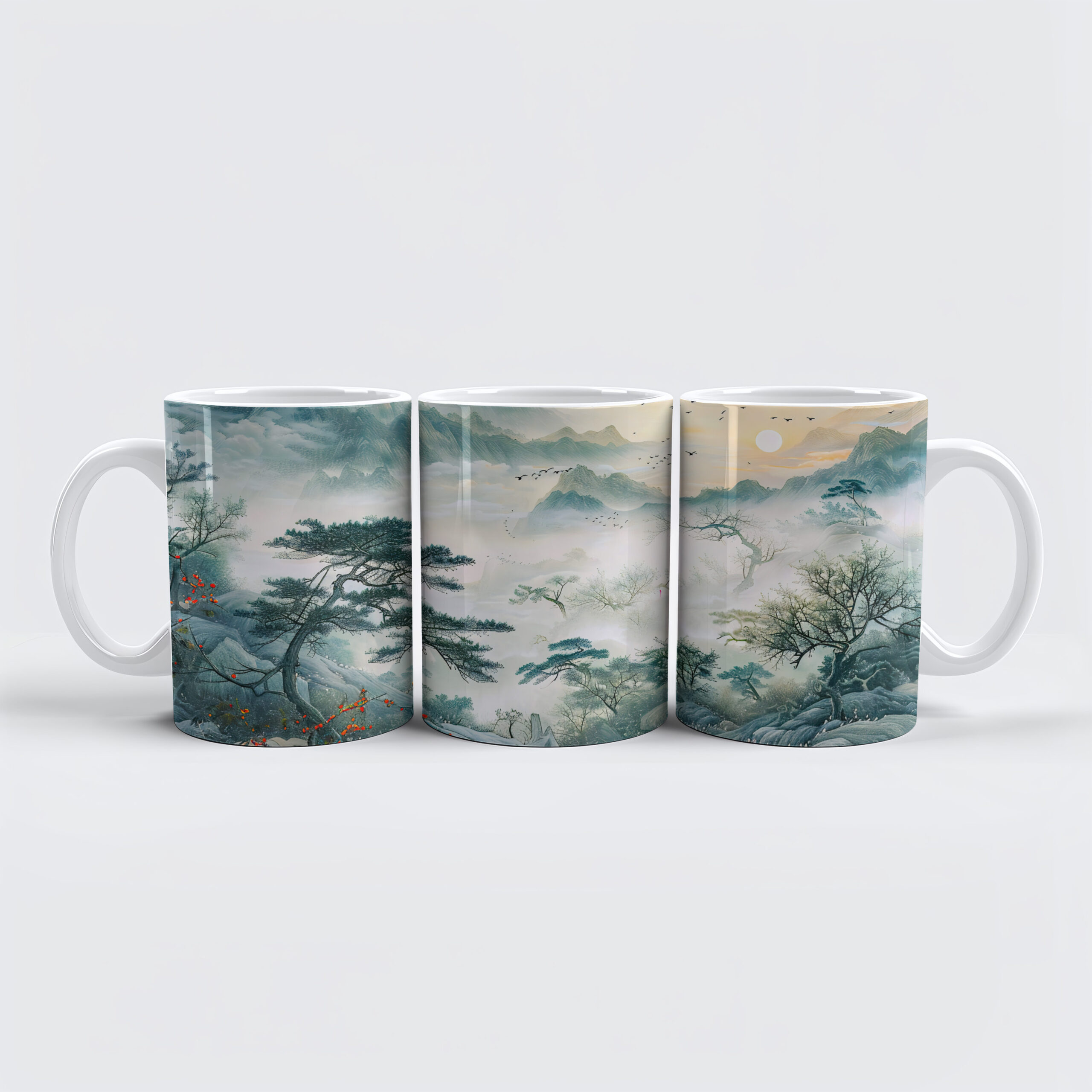 raxxa Premium-Tasse: Chinese Watercolor Birds in Evening Sky