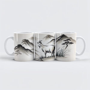 raxxa Premium-Tasse: Graceful Goat on Meadow with Mountains