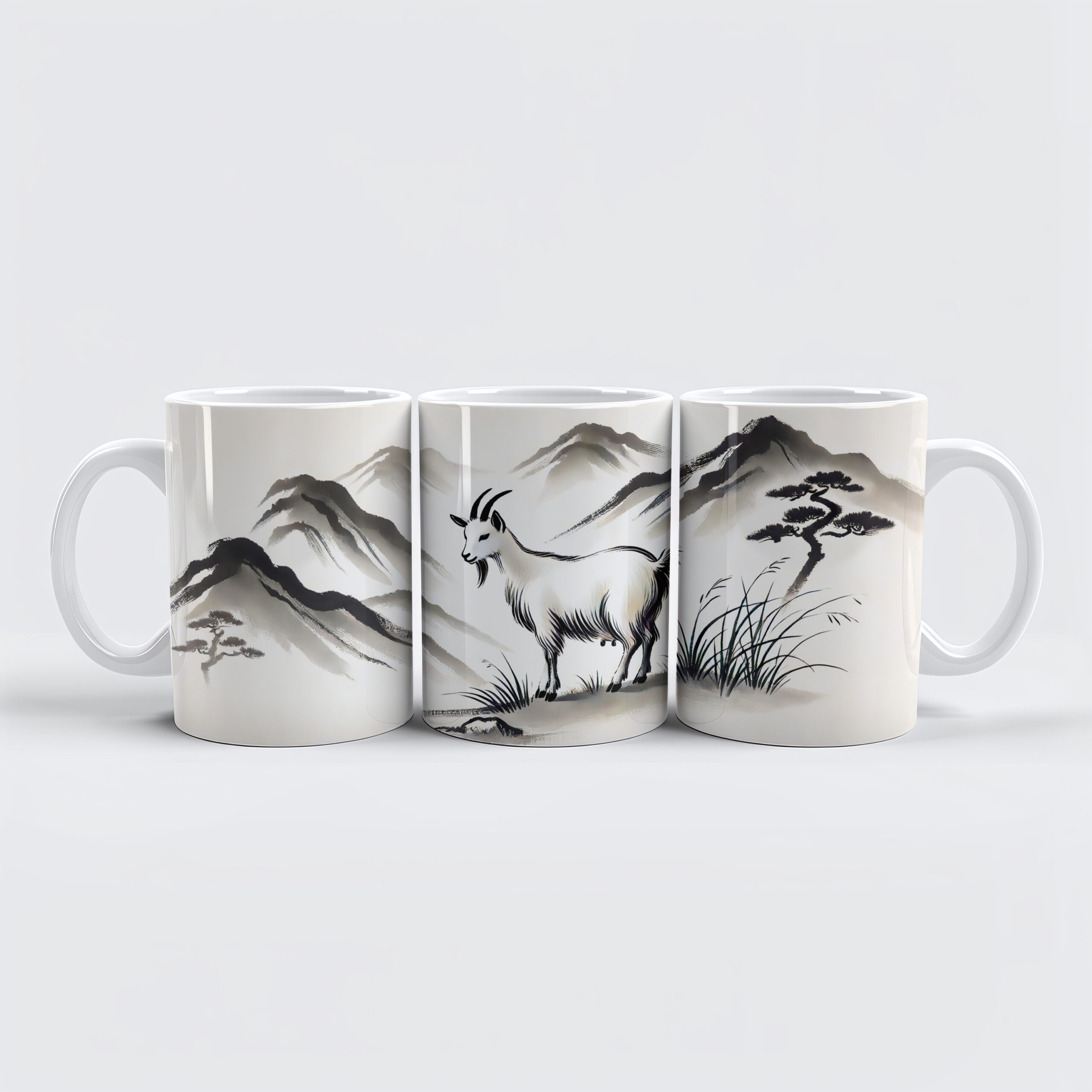 raxxa Premium-Tasse: Graceful Goat on Meadow with Mountains
