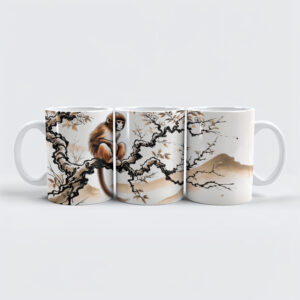raxxa Premium-Tasse: China ink zodiac Playful Monkey Perched on Tree