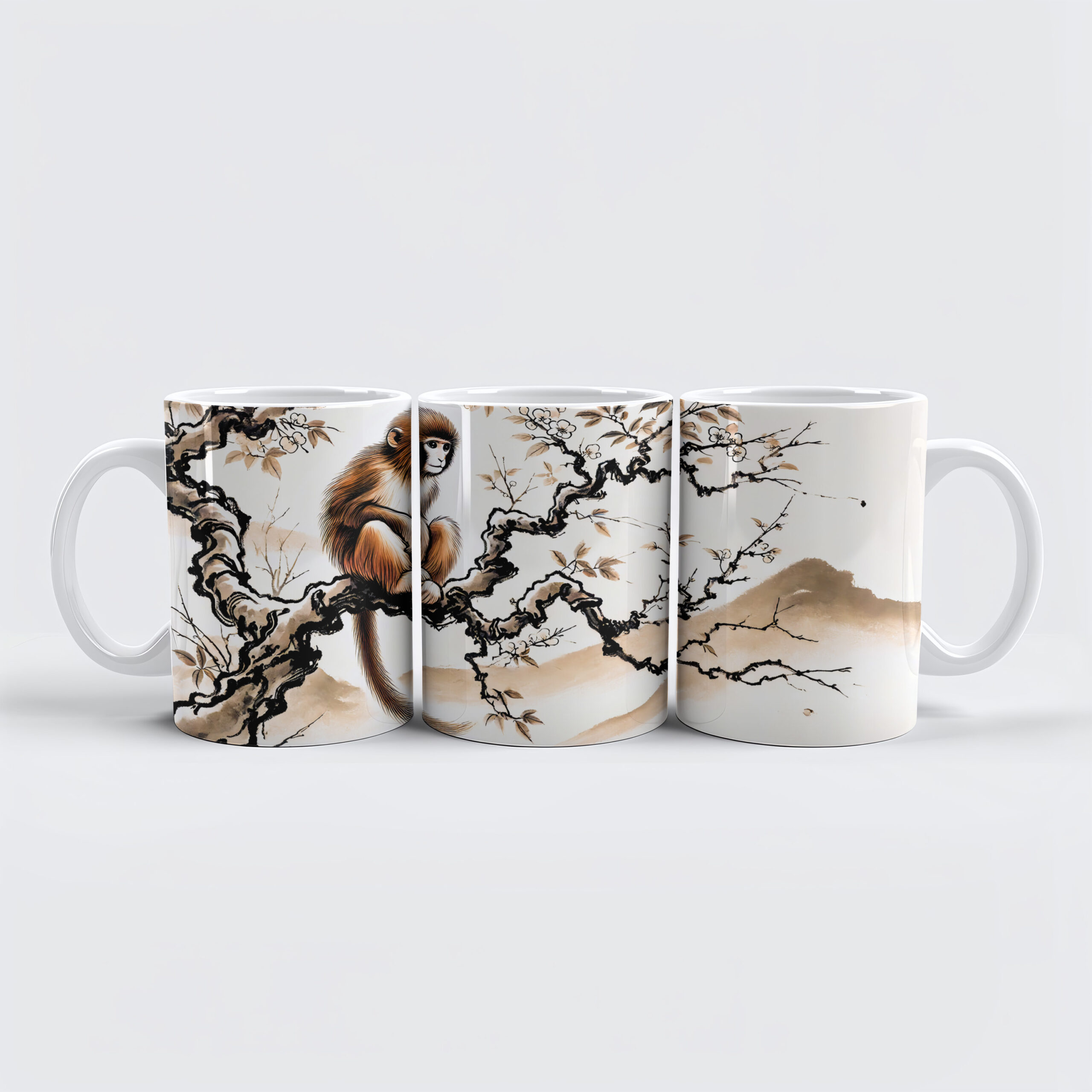 raxxa Premium-Tasse: China ink zodiac Playful Monkey Perched on Tree
