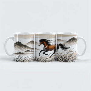 raxxa Premium-Tasse: Galloping Horse Across Pasture ink painting