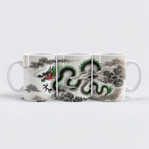 raxxa Premium-Tasse: China ink of Majestic Dragon Soaring in Clouds