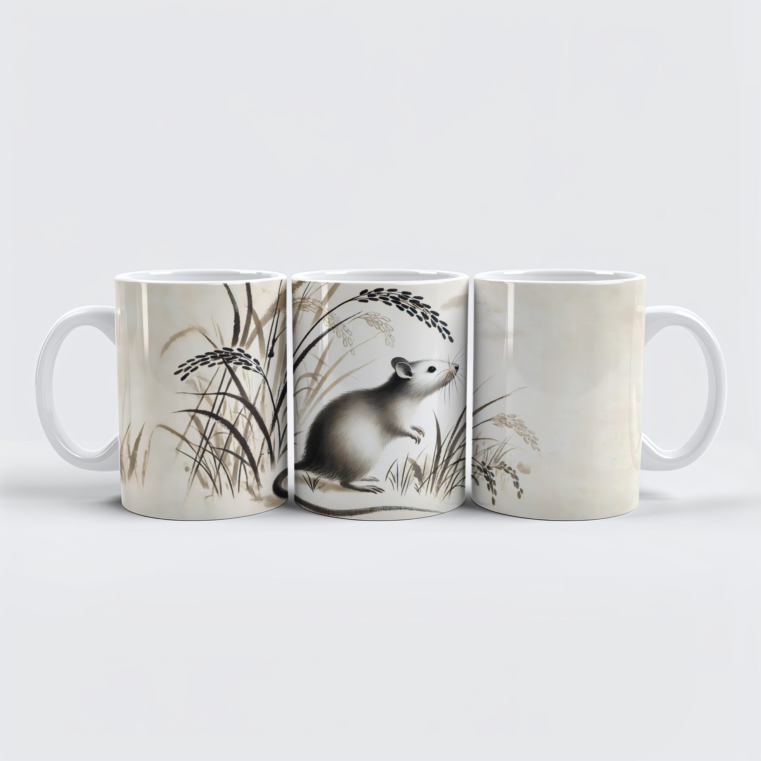 raxxa Premium-Tasse: Cunning Rat Under Rice Plant. ink zodiac