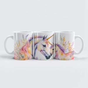 raxxa Premium-Tasse: Boho Watercolor Tender Unicorn And Baby In Flower Meadow