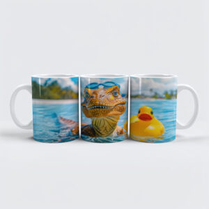 raxxa Premium-Tasse: Dino Bathing with Rubber Duck