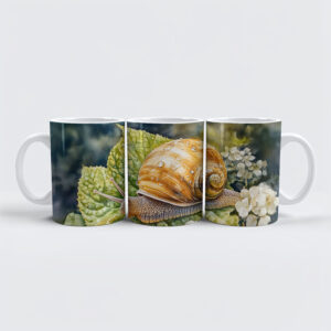 raxxa Premium-Tasse: Snail on dogwood bush watercolor painting