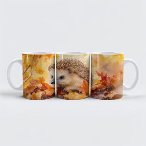 raxxa Premium-Tasse: Hedgehog in autumn leaves watercolor painting