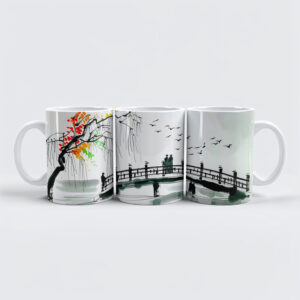 raxxa Premium-Tasse: Bridge by a Pond in a Tranquil Garden