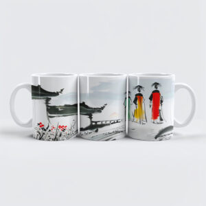 raxxa Premium-Tasse: Visitors at a Temple Courtyard