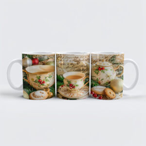 raxxa Premium-Tasse: Christmas Teapot Set with Pine Green and Ornaments
