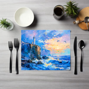 raxxa Premium-Tischset: Lighthouse on Rocky Coast Impressionist Seascape