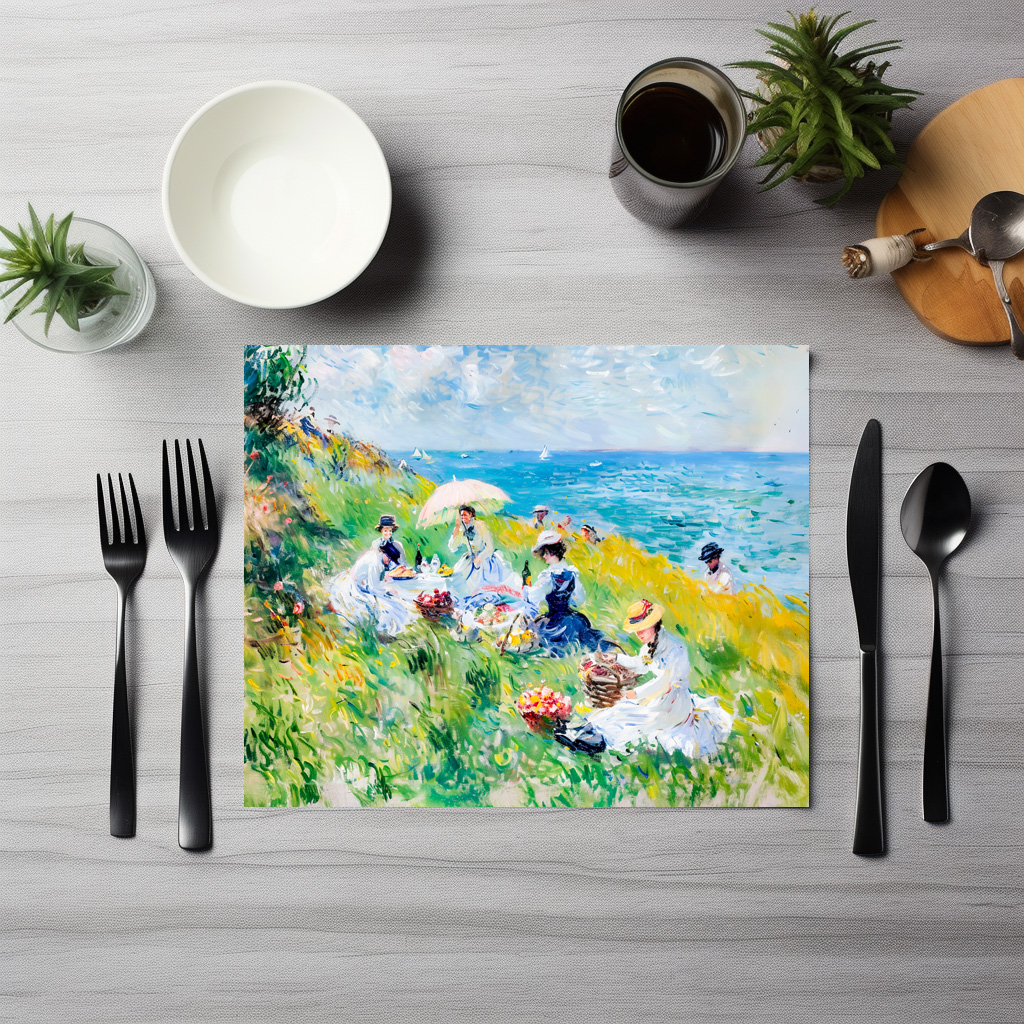 raxxa Premium-Tischset: Picnic by the Sea Impressionist Artwork - immagine 3