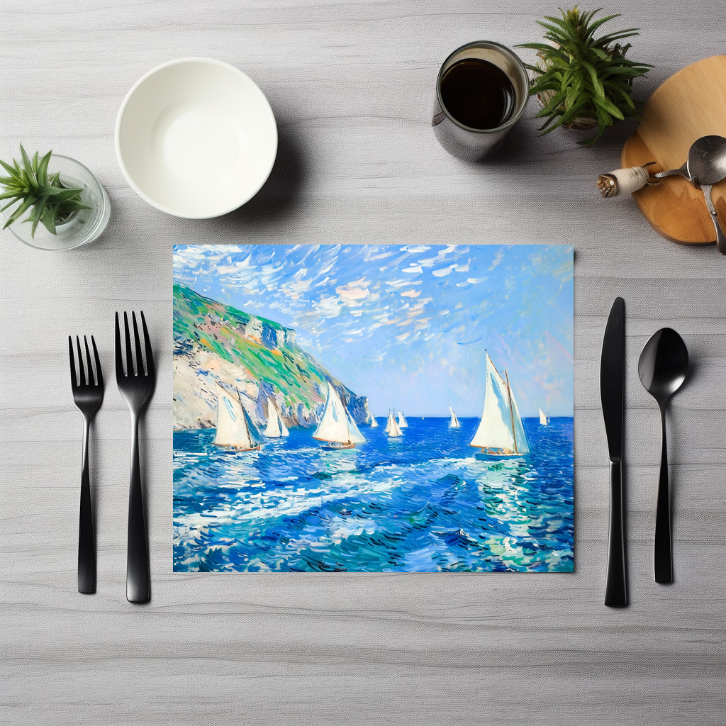raxxa Premium-Tischset: Sailboats on Calm Waters Impressionist Painting – Image 3