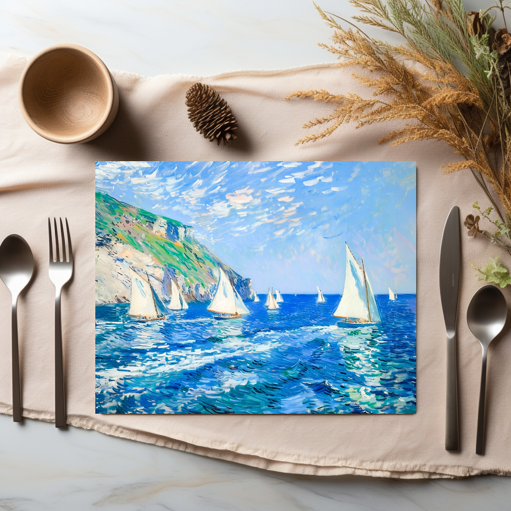 raxxa Premium-Tischset: Sailboats on Calm Waters Impressionist Painting – Image 2