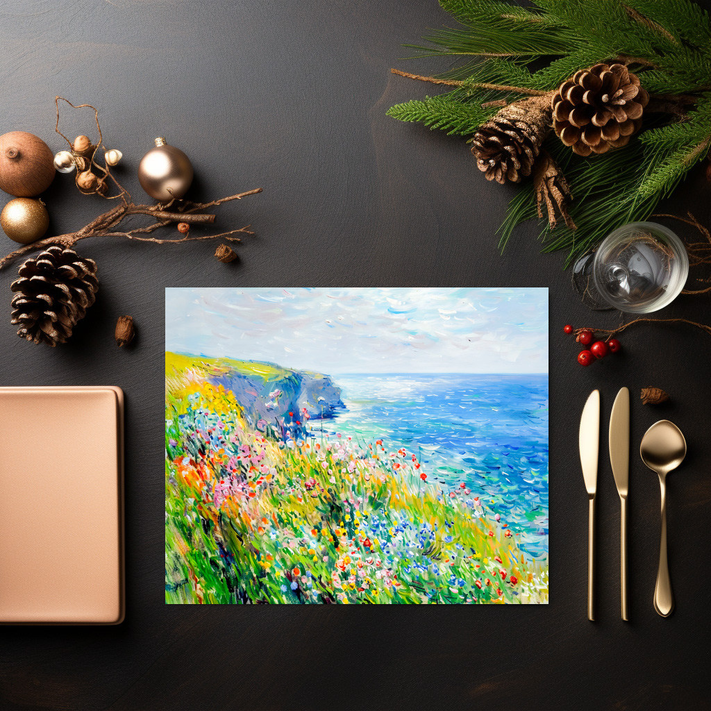 raxxa Premium-Tischset: Wildflowers by the Cliff Impressionist Coastline – Image 2