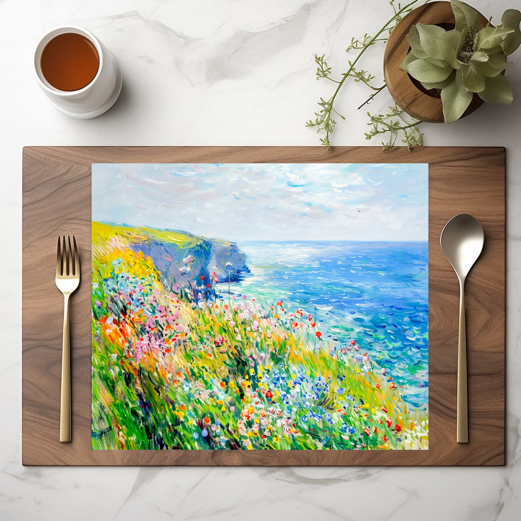 raxxa Premium-Tischset: Wildflowers by the Cliff Impressionist Coastline