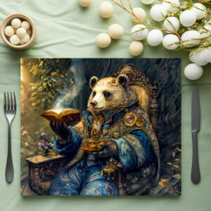 raxxa Premium-Tischset: Bear with Magical Book and Teacup