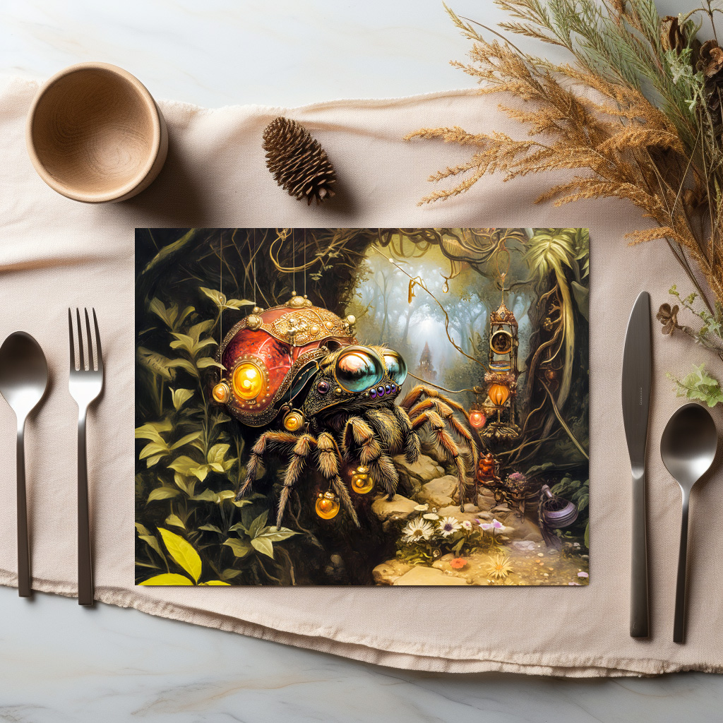raxxa Premium-Tischset: Funny Spider with Snail Shell Body in Fantasy Forest – Bild 3