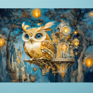 raxxa Premium-Tischset: Mystical Owl in a Tree Castle at Night