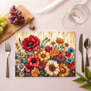 raxxa Premium-Tischset: Field Flowers in Bright Summer Colors