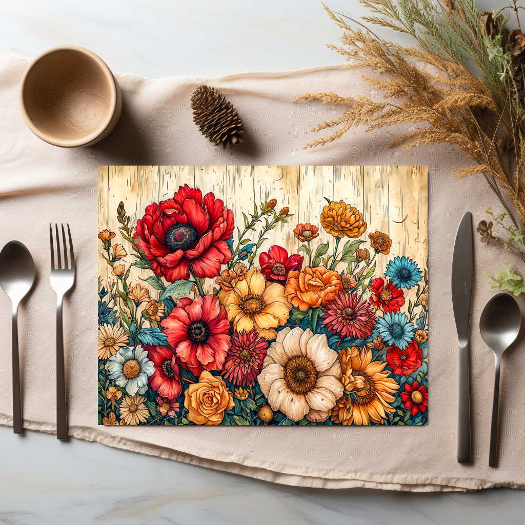 raxxa Premium-Tischset: Field Flowers in Bright Summer Colors - Image 3