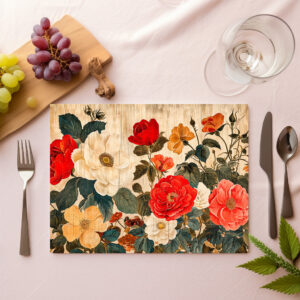 raxxa Premium-Tischset: Wild Rose Mix on Weathered Wood