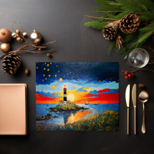 raxxa Premium-Tischset: Scenic Lighthouse by the Stormy Sea