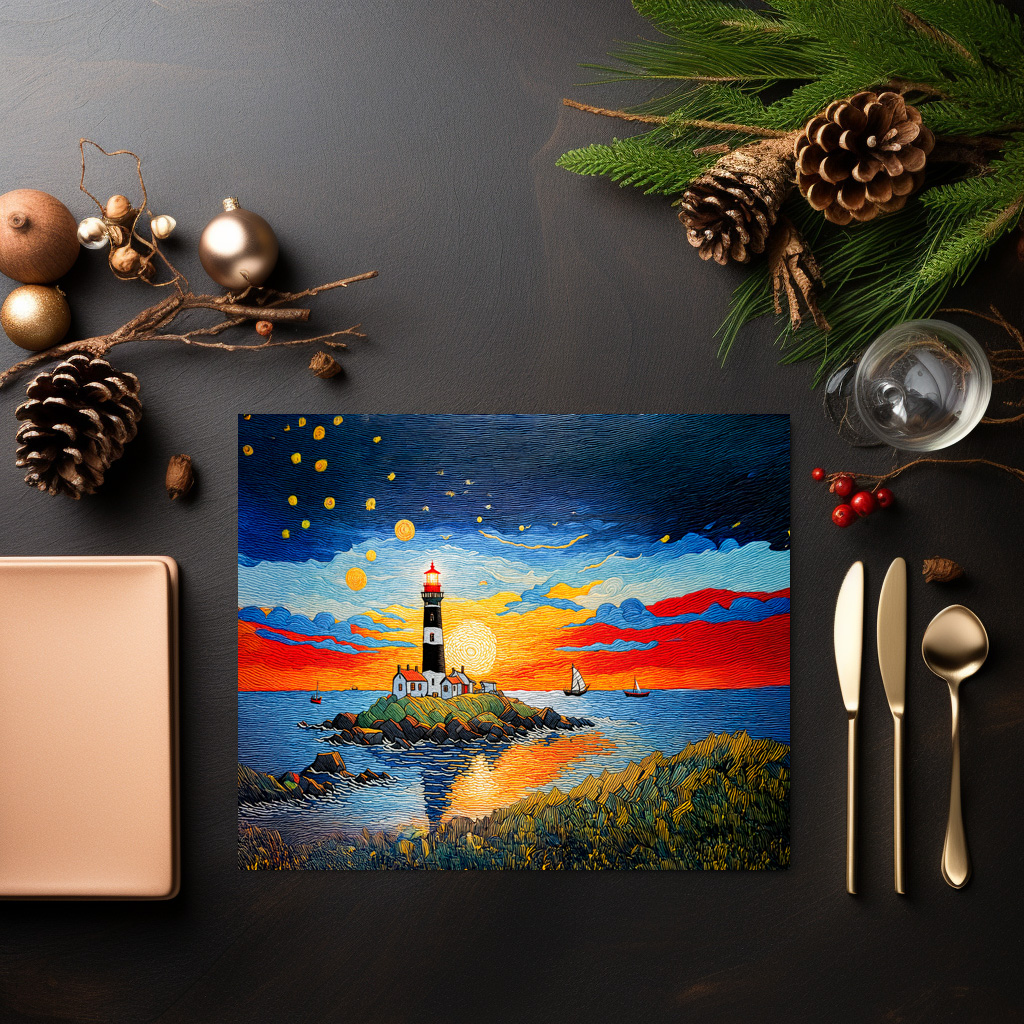 raxxa Premium-Tischset: Scenic Lighthouse by the Stormy Sea