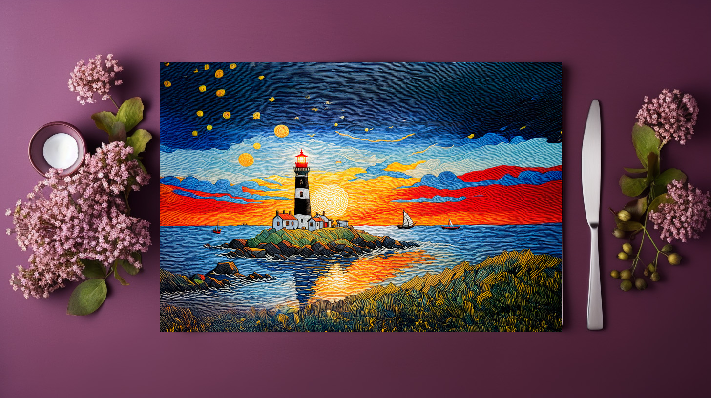 raxxa Premium-Tischset: Scenic Lighthouse by the Stormy Sea – Image 2