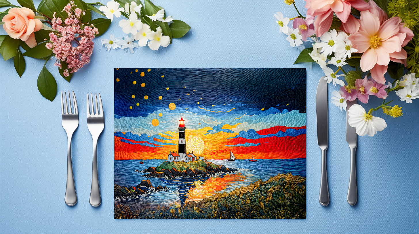 raxxa Premium-Tischset: Scenic Lighthouse by the Stormy Sea – Image 3