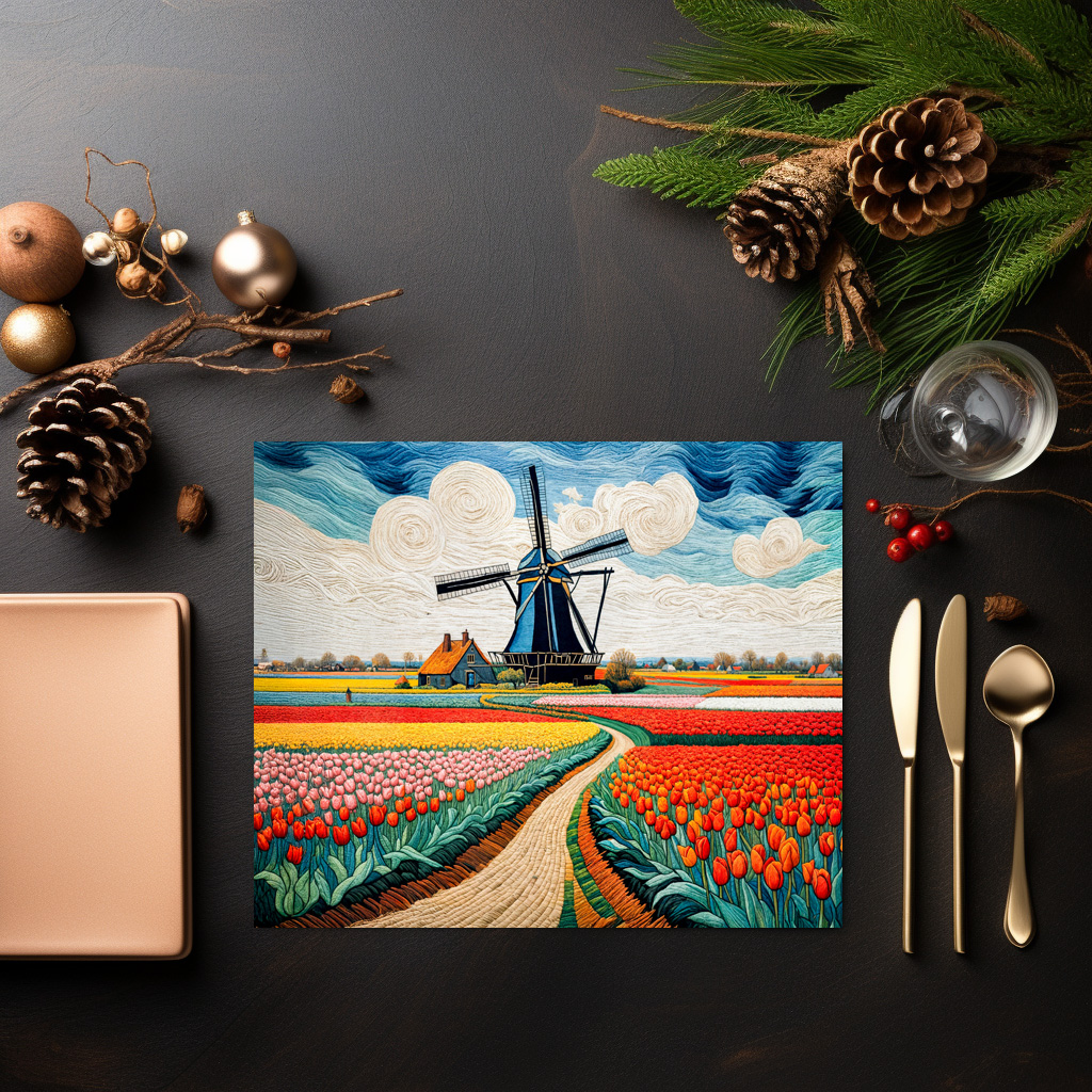 raxxa Premium-Tischset: Historic Windmill in Blooming Countryside – Image 2
