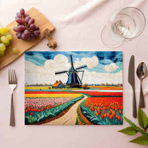 raxxa Premium-Tischset: Historic Windmill in Blooming Countryside
