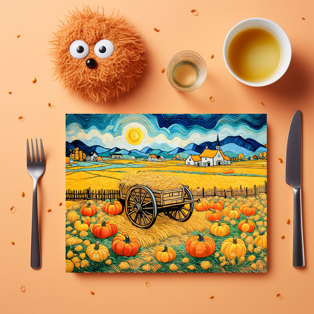 raxxa Premium-Tischset: Pumpkin Field Harvest with Hay Wagon – Bild 2