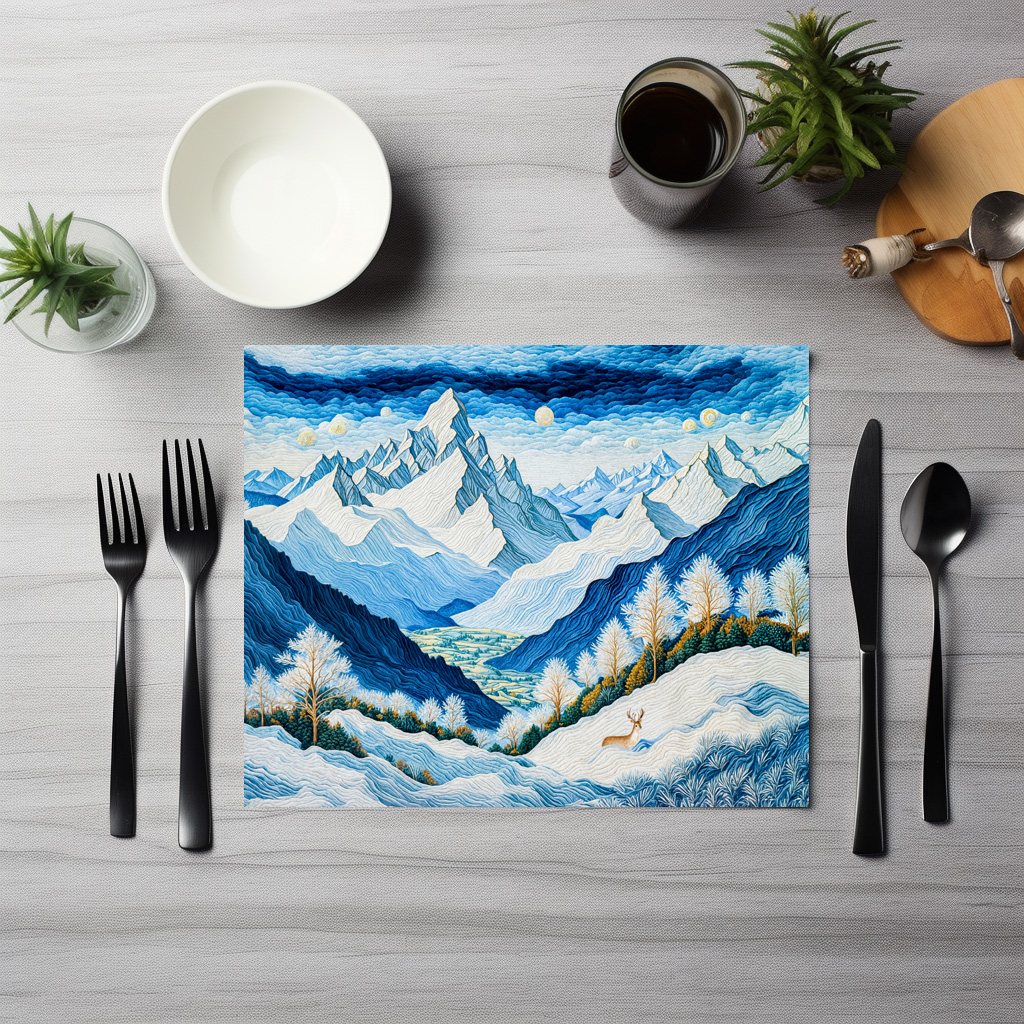 raxxa Premium-Tischset: Grand Mountain Peaks with Snow-Capped Summits - immagine 2
