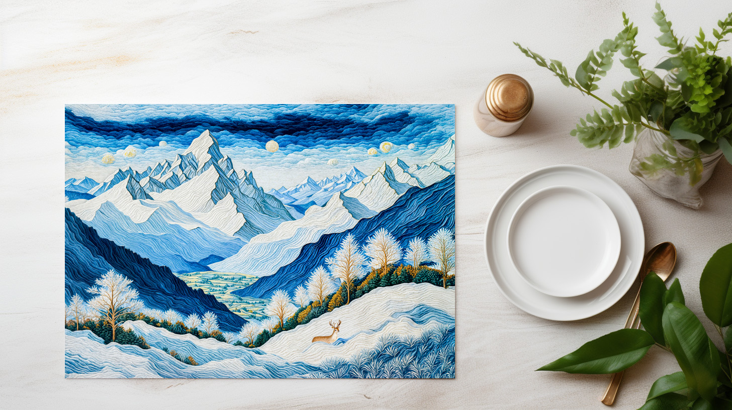 raxxa Premium-Tischset: Grand Mountain Peaks with Snow-Capped Summits - immagine 3
