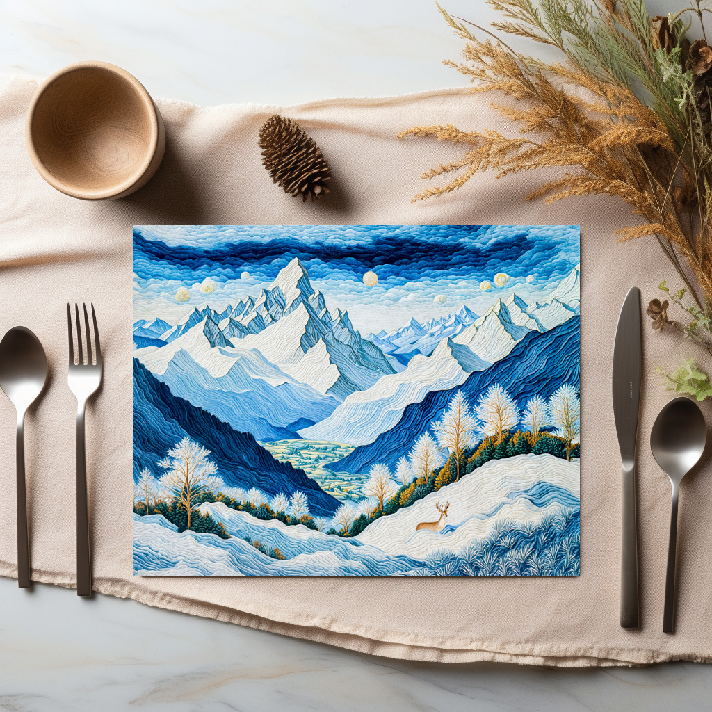 raxxa Premium-Tischset: Grand Mountain Peaks with Snow-Capped Summits