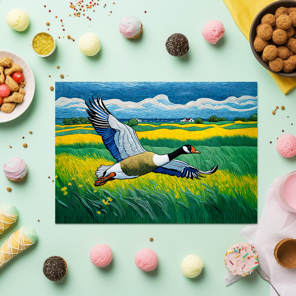 raxxa Premium-Tischset: Wild Goose Flying Over Blooming Meadow - immagine 2