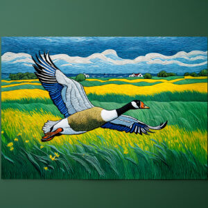raxxa Premium-Tischset: Wild Goose Flying Over Blooming Meadow