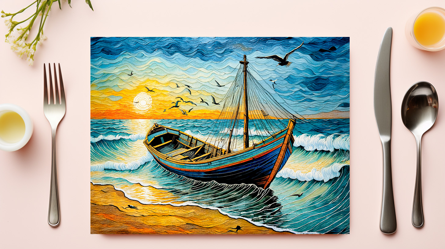 raxxa Premium-Tischset: Boat on Calm Waters at Sunset – Bild 3