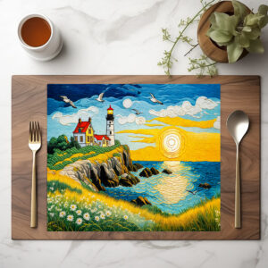 raxxa Premium-Tischset: Serene Coastal Farm by the Sea