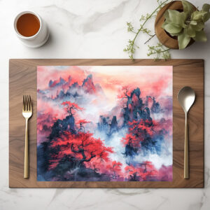 raxxa Premium-Tischset: Chinese Watercolor Autumn Mountains at Sunset