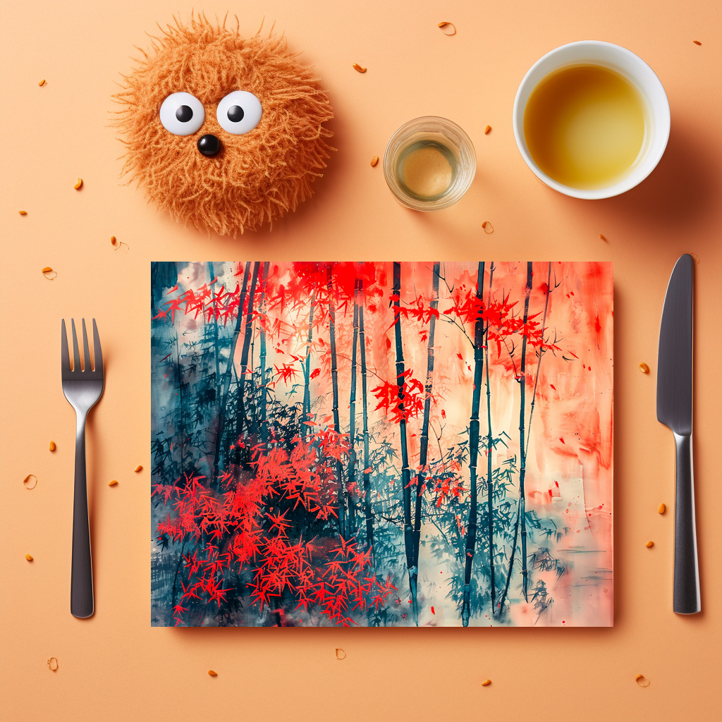 raxxa Premium-Tischset: Chinese Watercolor Tranquil Bamboo Forest