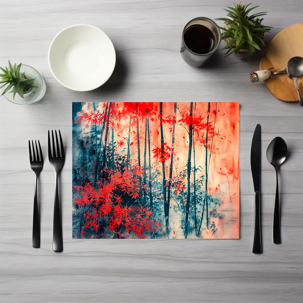 raxxa Premium-Tischset: Chinese Watercolor Tranquil Bamboo Forest - immagine 2