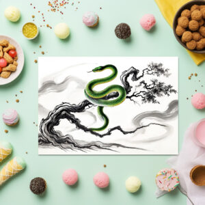 raxxa Premium-Tischset: Ink painting Sinuous Snake Coiled on Tree