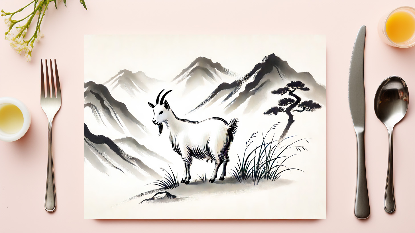 raxxa Premium-Tischset: Graceful Goat on Meadow with Mountains - immagine 3