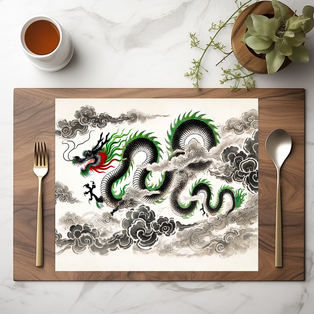 raxxa Premium-Tischset: China ink of Majestic Dragon Soaring in Clouds – Bild 2