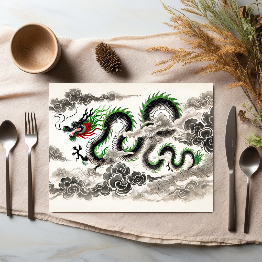 raxxa Premium-Tischset: China ink of Majestic Dragon Soaring in Clouds – Bild 3