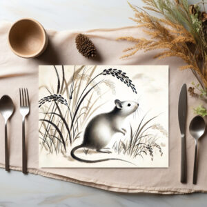 raxxa Premium-Tischset: Cunning Rat Under Rice Plant. ink zodiac