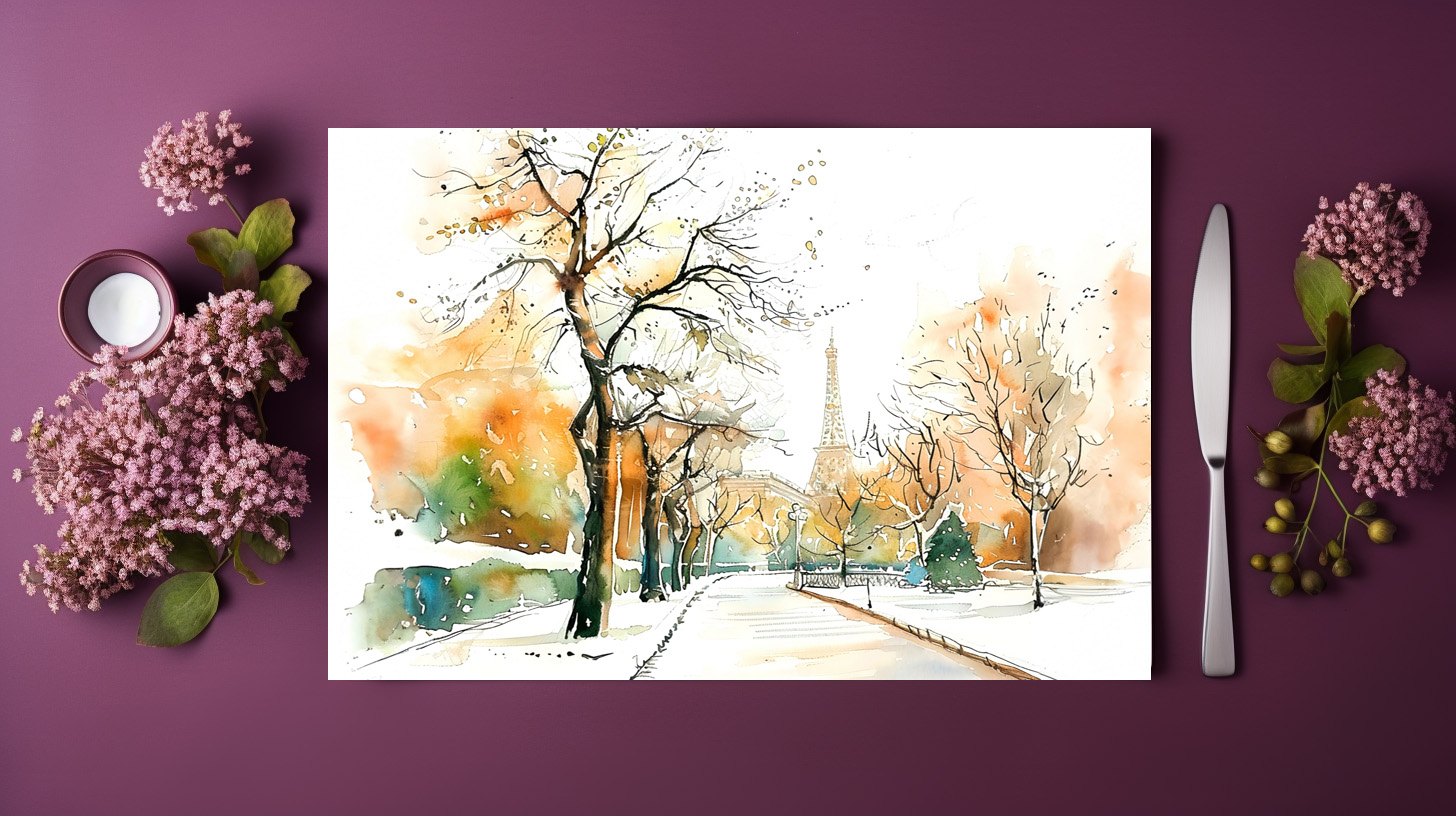 raxxa Premium-Tischset: Watercolor Berlin Funkturm Autumn – Image 3